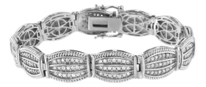 .925 Sterling Silver 3.0 Cttw Prong Set Diamond Art Deco Style Tennis Bracelet - 7.25"