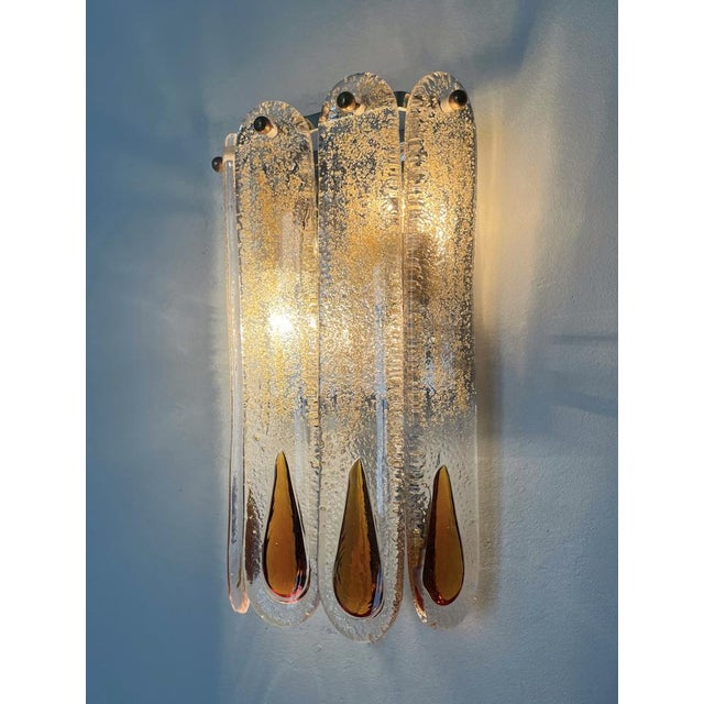 Boho Chic Mid-Century Modern Italian Murano Wall Sconces from Mazzega, 1970s, Set of 8 For Sale - Image 3 of 13