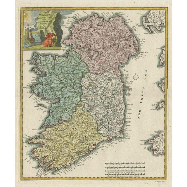 Antique Map of the Four Irish Provinces, 1718 For Sale