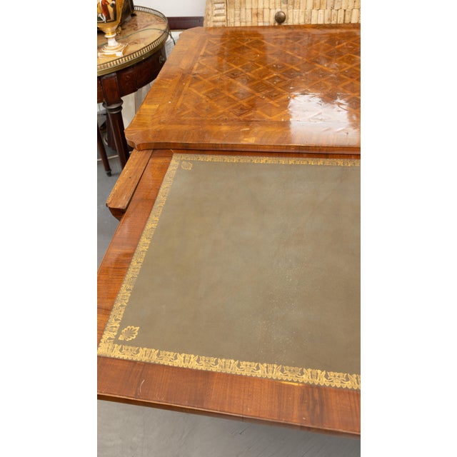 19th Century Louis XV Style Walnut Parquetry Writing Table With Brush Slide For Sale - Image 9 of 10