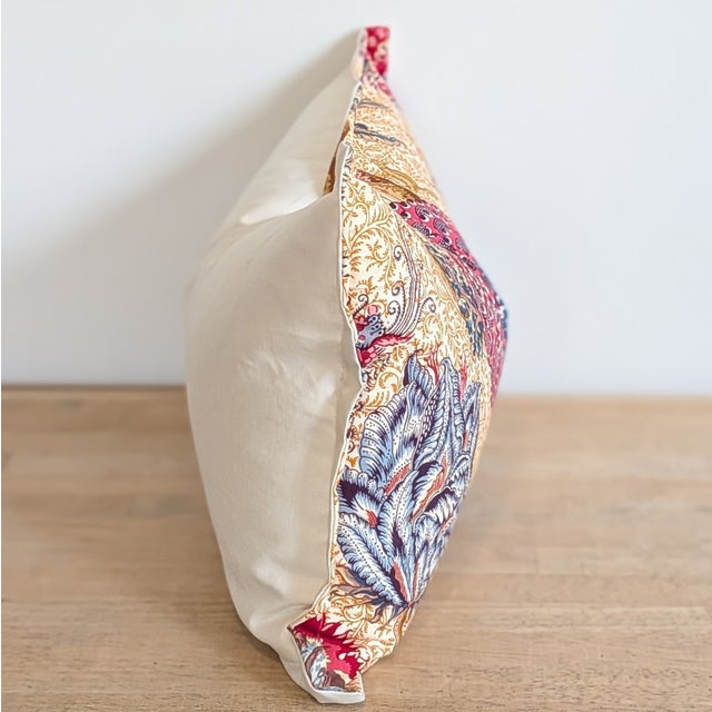 Pierre Frey Le Grand Corail Lumbar in Rouge Fond Bis- this 19th century print shows large Indian flowers and has adorned...