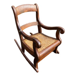Antique Child’s Cane Seat Rocking Chair, Circa 1900 For Sale