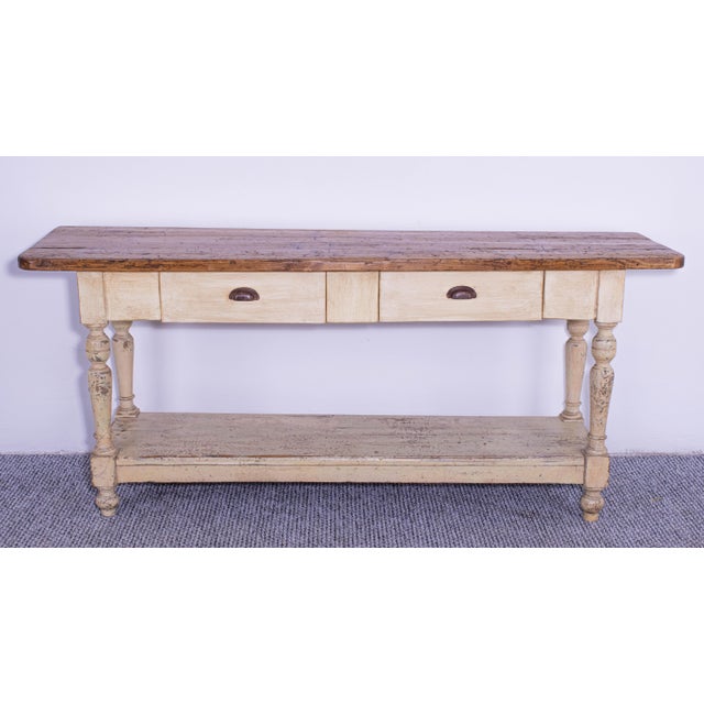 Antique Pine Dining Table with Waxed Top, 1900s For Sale - Image 6 of 8