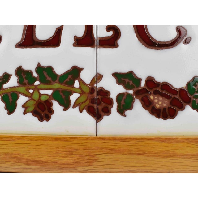 Mid 20th Century Handmade Tile With Wooden Frame Floral Motif Design Welcome Sign For Sale - Image 4 of 6