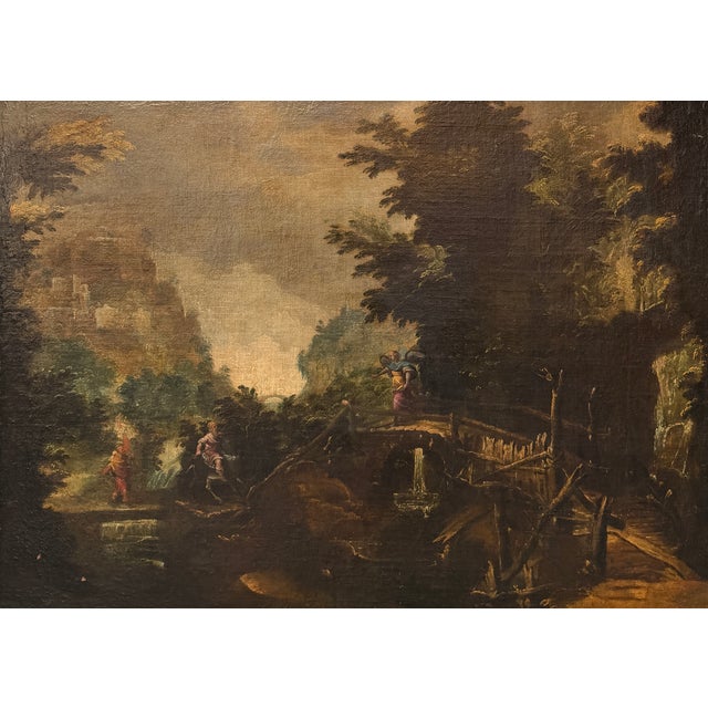 Tuscan School, Depicting a Large Scene with Figures, 1800s, Oil on Canvas, in Very Good conditions. Designed before 1890