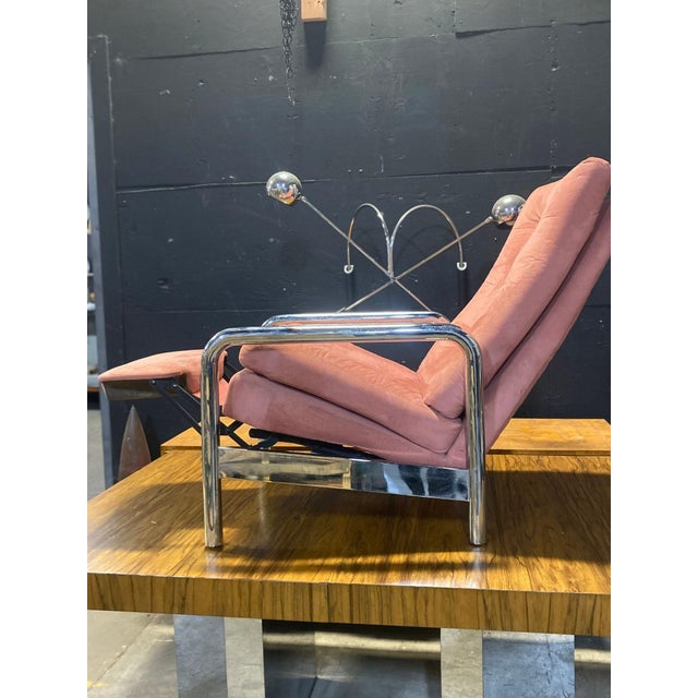 Pink Pink Ultrasuede Recliner Attributed to Milo Baughman For Sale - Image 8 of 9