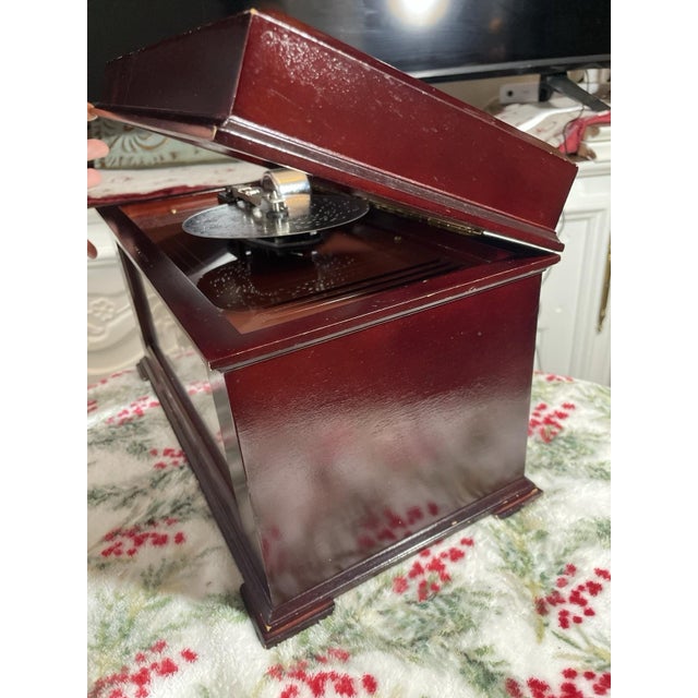 1990s Vintage Mr. Christmas Animated Ballet Music Box With 10 Discs, Illuminated Wood Display For Sale - Image 5 of 9