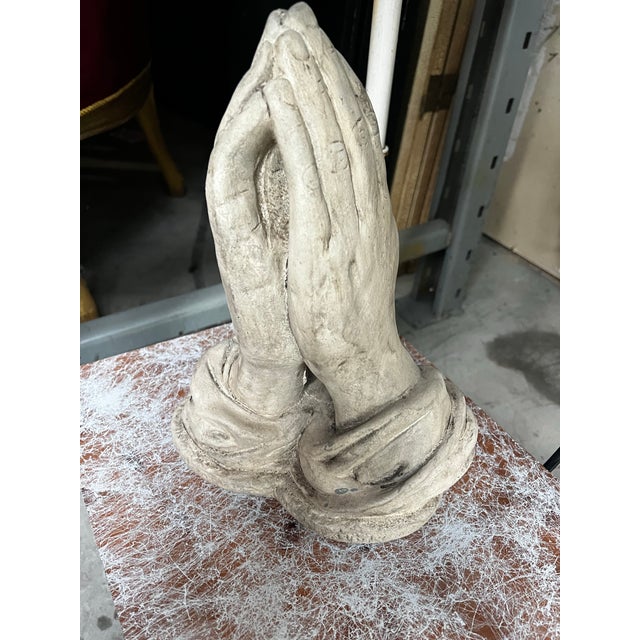 Vintage Concrete Praying Hands Sculpture For Sale - Image 4 of 9