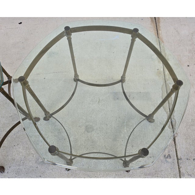 Vintage Labarge Side Tables Brass Glass Hoof Footed Octagonal Pair For Sale - Image 17 of 17