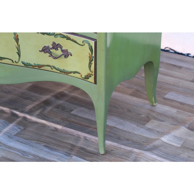 French Provincial Hand-Painted Green Five-Drawer Dresser, Circa 1950s For Sale - Image 15 of 18