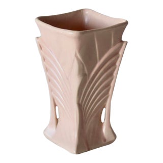 1940s Art Deco McCoy Pink Glazed Ceramic Wing Vase Vintage For Sale