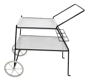 Serving Cart in Perforated Sheet Metal & Steel by Mathieu Mategot, 1960s