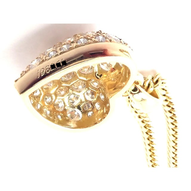 Cartier 18k Yellow Gold 2ct Diamond Pavé Large Heart Pendant Necklace For Sale - Image 9 of 11