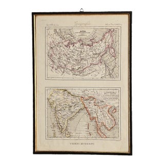 "Tempi Moderni" Map of Asia, Italy Circa 1850 For Sale