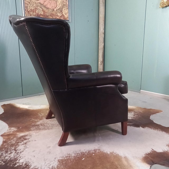 Wingback Chair in Sheepskin, 1970s For Sale - Image 12 of 16
