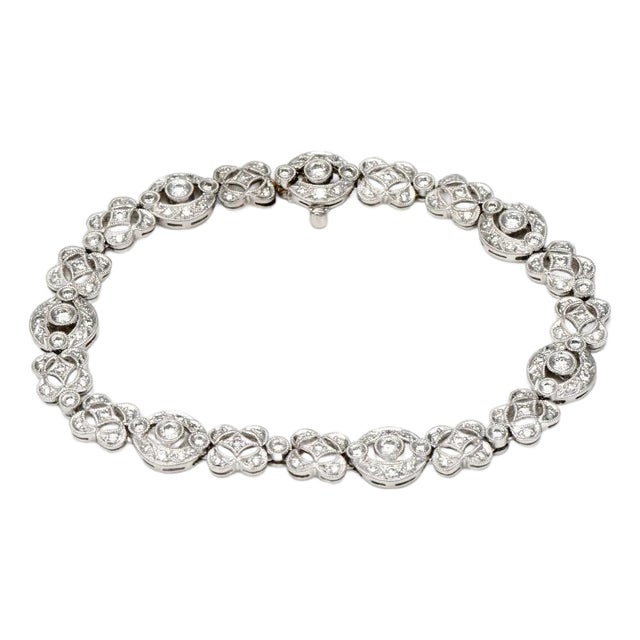 Platinum 18KW Pave Diamond(1.65) Circular Link Bracelet For Sale