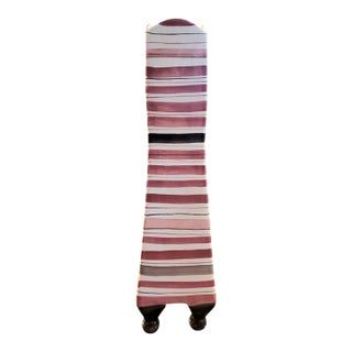 Unique Extra Tall Slim Ceramic Pink Striped Vase or Vessel For Sale