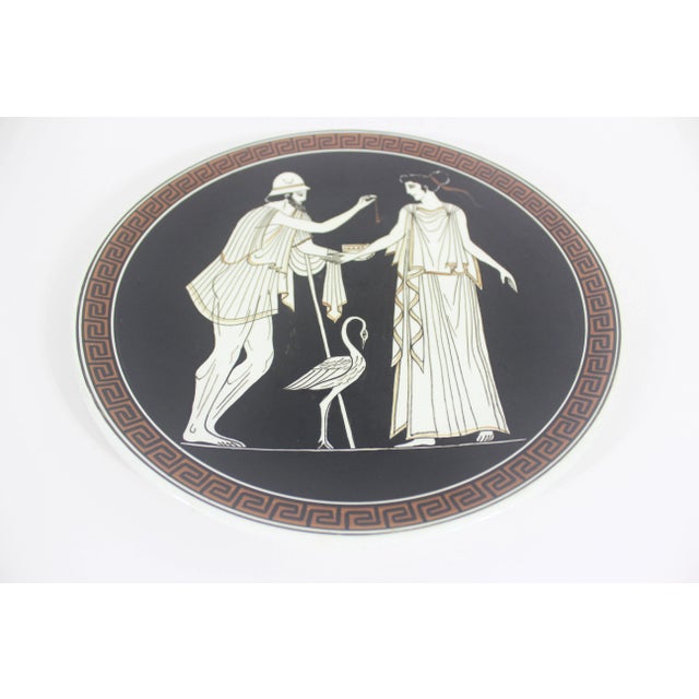 Mediterranean Vintage Hand Made Greek Souvenir Plate Mythology Keramikos Athens Polinicis and Erifili For Sale - Image 3 of 8
