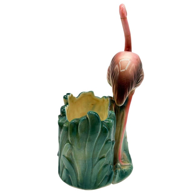 Mid-Century Tropical Pink Flamingo Ceramic Tabletop Planter by Napco For Sale - Image 4 of 9