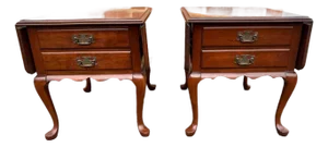 Mid 20th Century Pair of Queen Anne Style Drop Leaf Side Tables by Pennsylvanie House