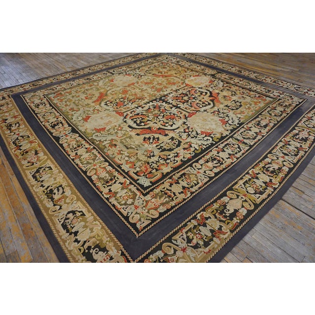 19th Century French Needlepoint Carpet ( 11' x 11' - 335 x 335 ) Antique Needlepoint French Flat Weave Rug, Country of...