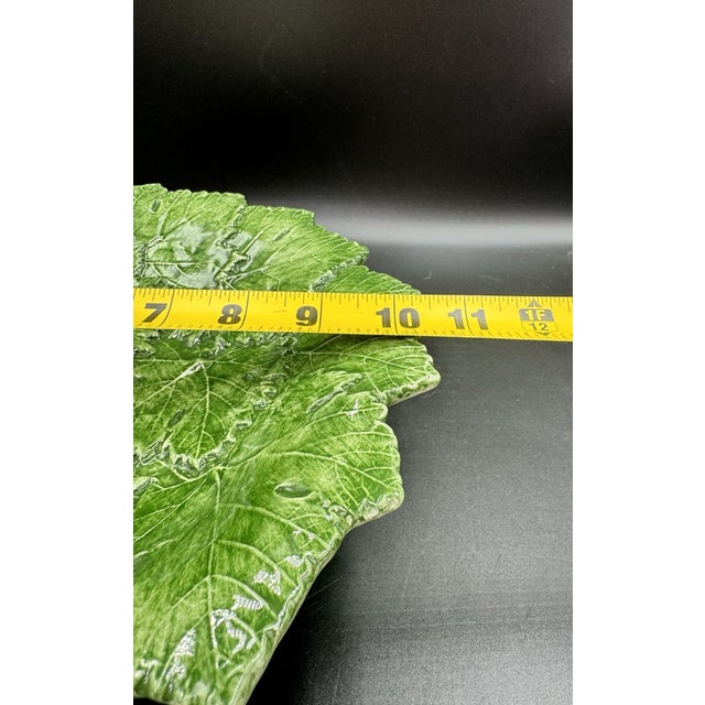 Vintage Mid-Century Modern Italian Majolica Leaf Cake Stand Platter For Sale In Dallas - Image 6 of 6