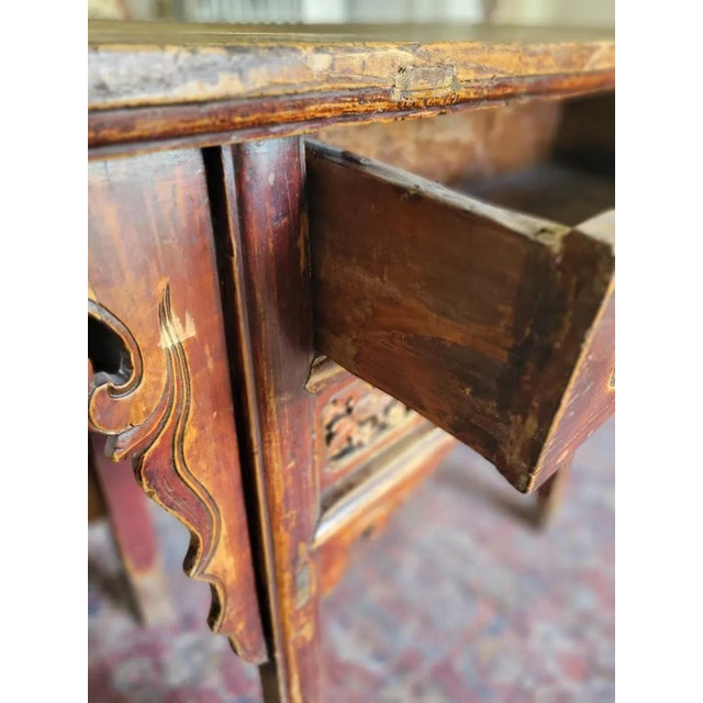 Wood Vintage Imported Chinese Sideboard With Waxed Seal and Hidden Compartment For Sale - Image 7 of 13
