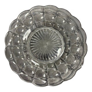 Vintage Wexford Style Dessert Plates Set of 4| Clear Pressed Glass Starburst Plates For Sale