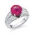 Modern Gia Certified No Indication of Heating Burma Cabochon Ruby Diamond Platinum Ring, Size 5 For Sale - Image 3 of 9