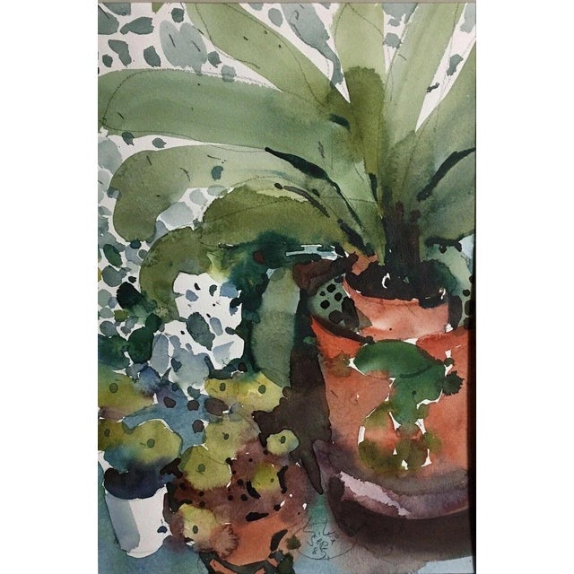 Hans Köhler, Balcony Plants, 1985, Watercolor For Sale - Image 9 of 13