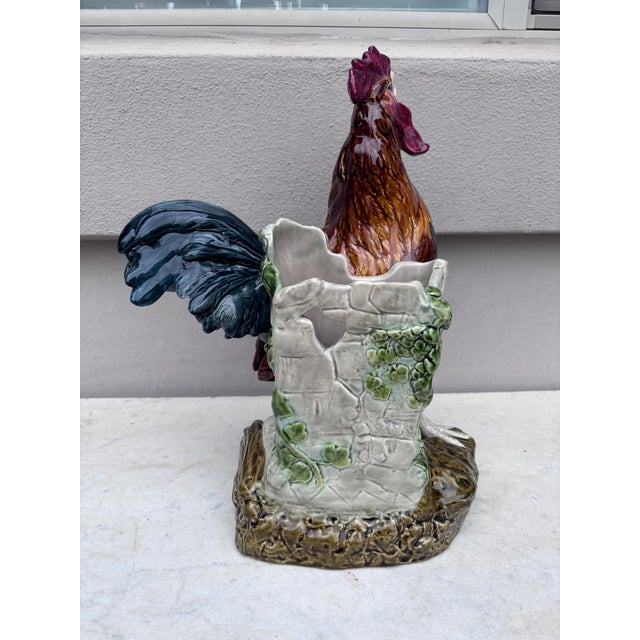 Late 19th Century 19th Century Majolica Rooster Vase Choisy Le Roi by Carrier Belleuse For Sale - Image 5 of 10