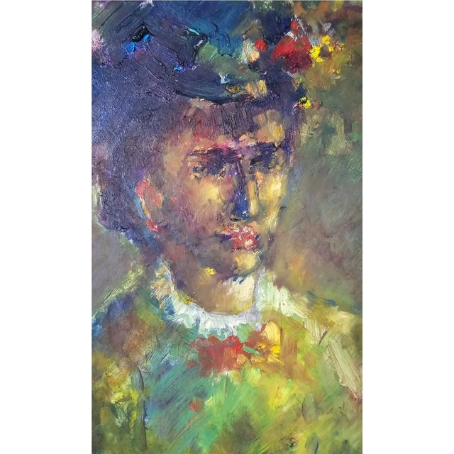 Impressionist Artist, Portrait, Oil on Wood Panel, Framed For Sale - Image 12 of 13