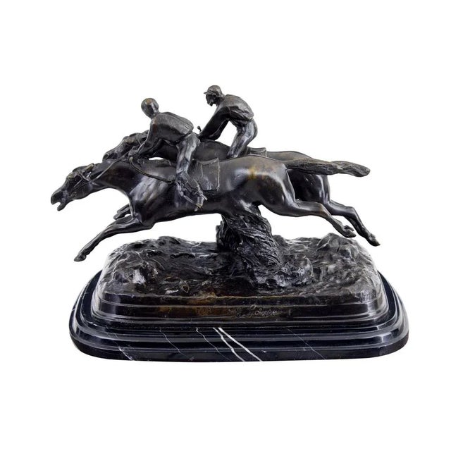 1990s Vintage Horse Racing Desk Top in Bronze and Marble, 1990s For Sale - Image 5 of 8
