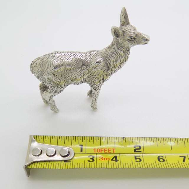Vintage Italian Handmade Genuine Silver Deer / Fawn Figurine Rare Solid Statue For Sale - Image 11 of 11