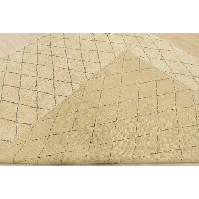 Moroccan Rug 7’11” X 9’10” Ivory Wool Contemporary Hand-Knotted Carpet For Sale - Image 14 of 15