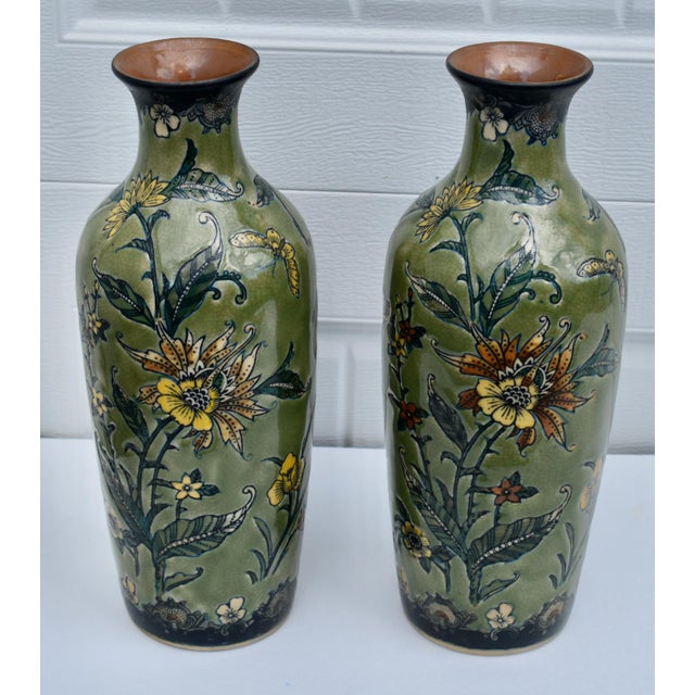 Vtg. Pair of Baum Bros Formalities Vase W/Floral & Butterfly Details For Sale - Image 14 of 14