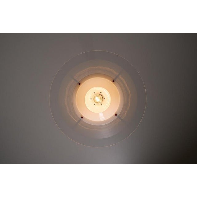 White and Red Acrylic Glass Flying Saucer Pendant, 1970s For Sale - Image 9 of 10