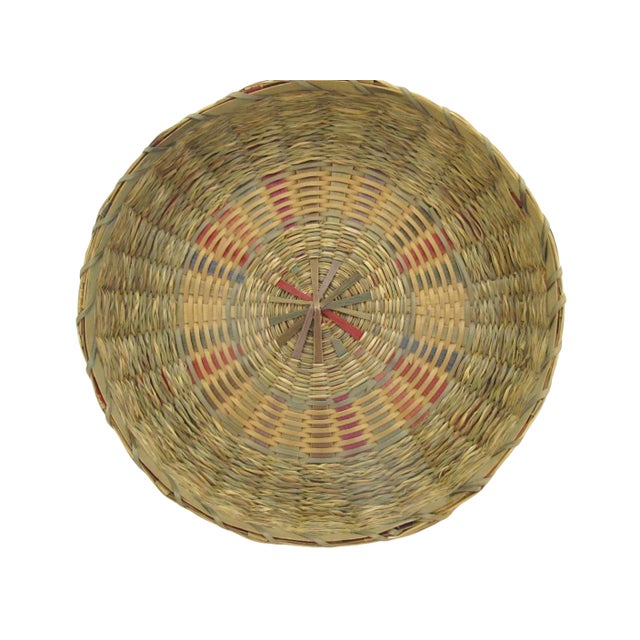 Iroquois Native Sweetgrass & Ash Splint Checkered Rim Round Basket With Lid For Sale - Image 11 of 13