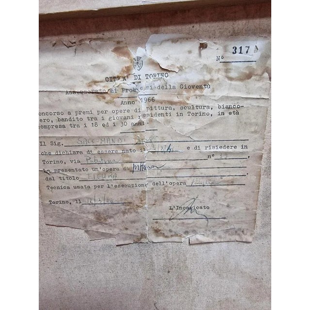 1960s Sergio Saccomandi, Composition, Tempera on Canvas, 1966 For Sale - Image 5 of 6