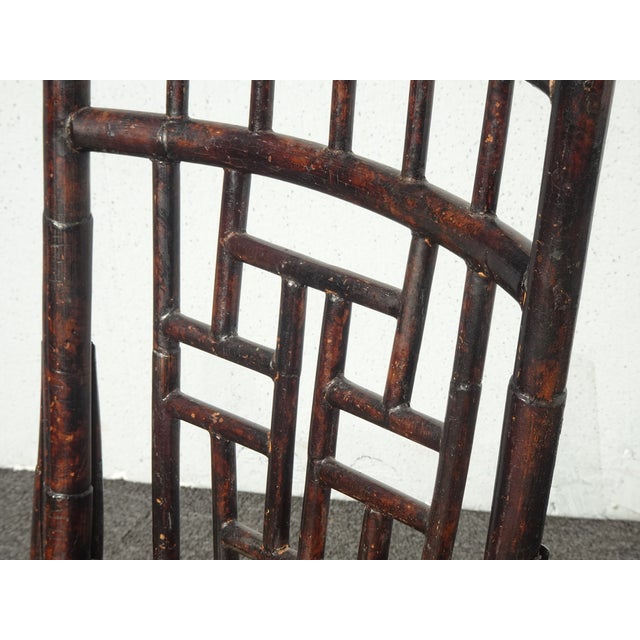 Wood Vintage Chippendale Style Bamboo Brown Cane Side Chair For Sale - Image 7 of 18