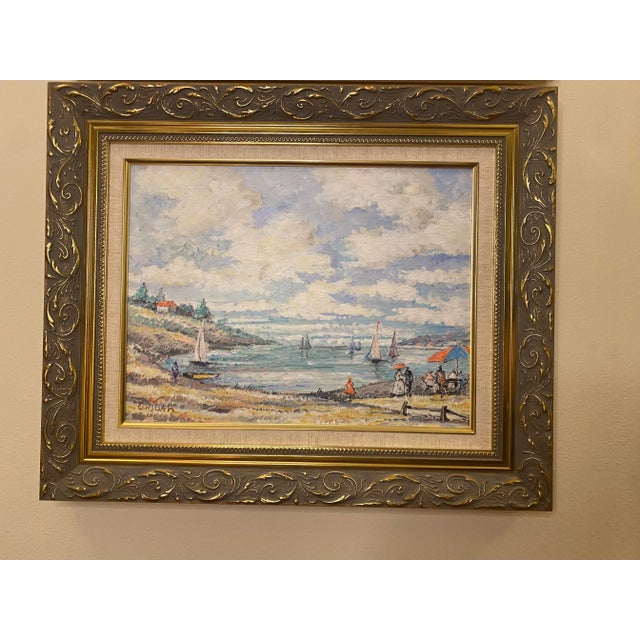 Impressionist 1990s Pair of Impressionist Seaside Paintings Signed Grigah, Framed For Sale - Image 3 of 7