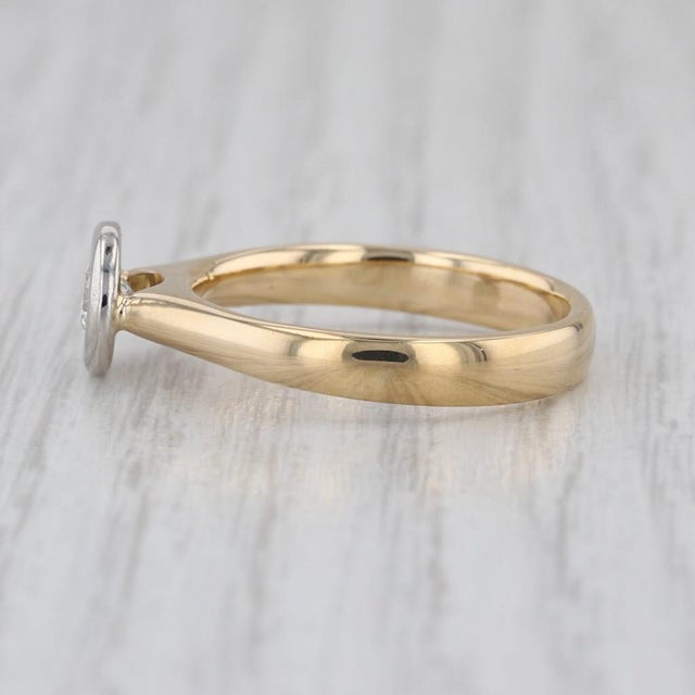 0.27ct Round Diamond Solitaire Ring 18k Yellow White Gold Size 8 For Sale In Greensboro - Image 6 of 8