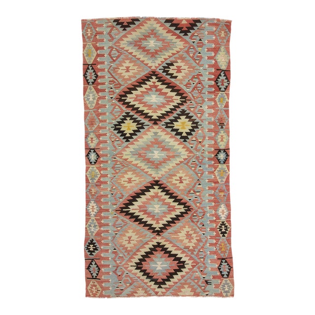 Vintage Turkish Denizli Kilim Rug For Sale