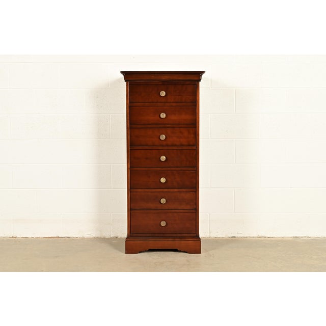 Grange French Louis Philippe Solid Cherry Wood Highboy Dresser or Semainier For Sale - Image 14 of 14