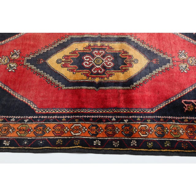 Contemporary Vintage Traditional Turkish Wool Rug – Floral & Geometric Patterns -3' 4'' X 5' 11' For Sale - Image 3 of 12