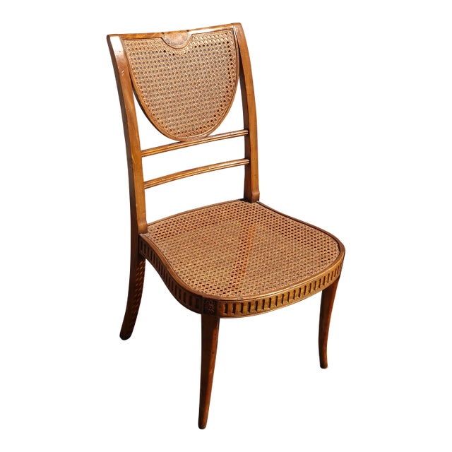 Vintage Alfonso Marina Ornate Cane Chair W White Cushion For Sale