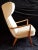 1970s Vintage Ahorn Wood Frame Beige Velour Fabric Cover Wing Chair, 1970s For Sale - Image 5 of 9