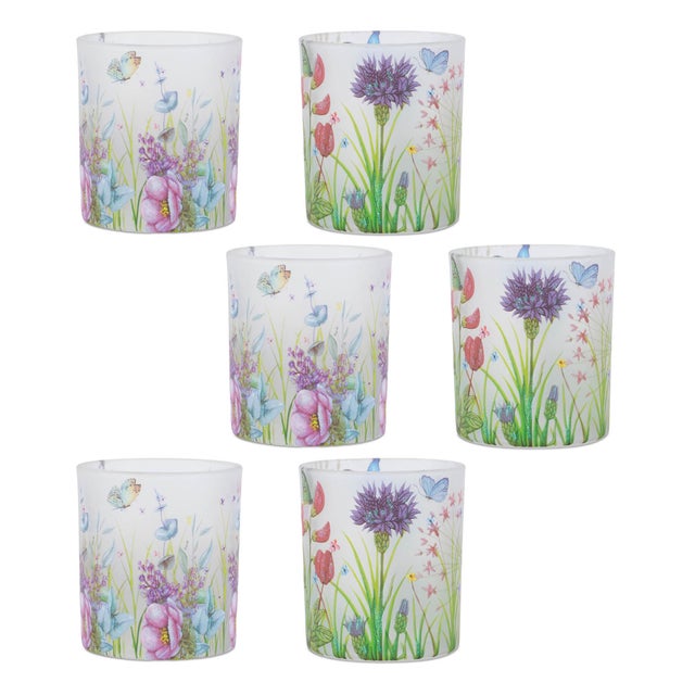Floral Butterfly Votive Candle Holder (Set of 6) For Sale In Chicago - Image 6 of 6