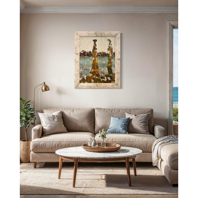 Andrea Stella "Terrace on the Lake" Gold Leaf Oil Mixed Media Painting, Lakeside Scene, Italian Contemporary Art, 2010 For Sale - Image 10 of 11