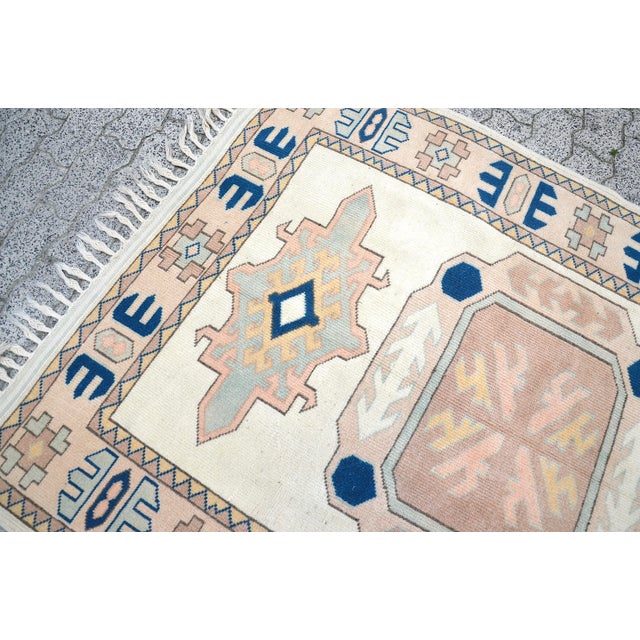 1960s Vintage Turkish Geometric Rug For Sale - Image 9 of 11